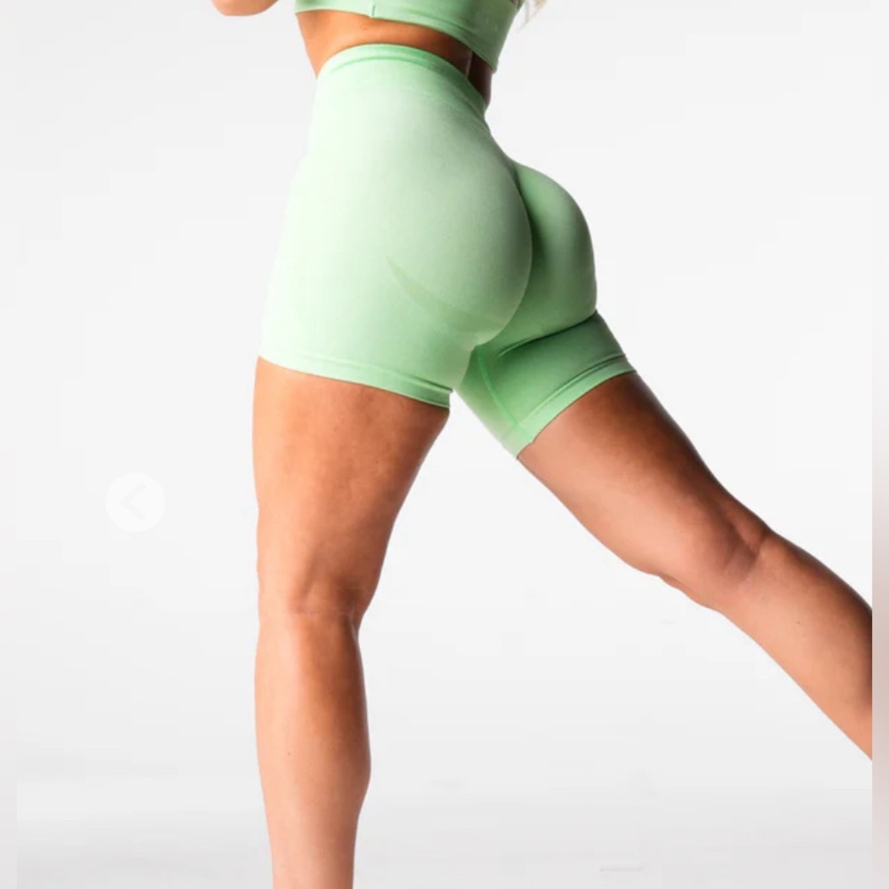 NVGTN pistachio mid rise contour seamless shorts